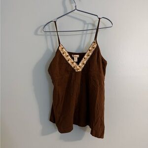vintage y2k aeropostale brown 100% cotton tank with gem detail size XL